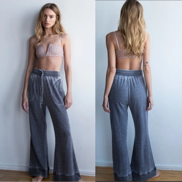 Free People Cozy Cool Girl Lounge Pants Size XS Flare Wide Leg Burnout Grunge - Picture 1 of 16
